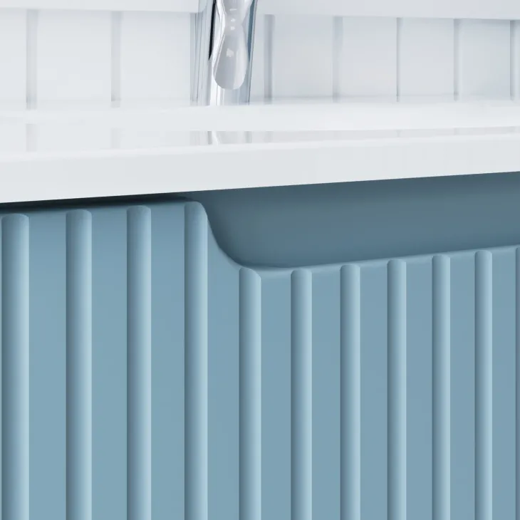 Mobile bagno sospeso 60cm cannettato con lavabo azzurro Celestiale