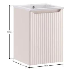 Mobile bagno sospeso 40cm cannettato con lavabo 1 anta beige Cleany