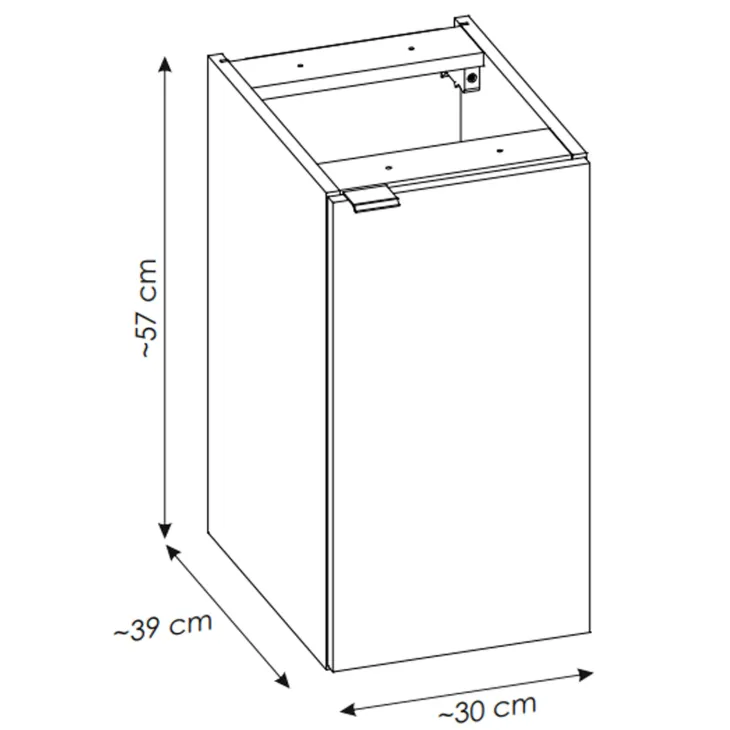 Mobile bagno sospeso 90cm 2 cassetti 1 anta rovere Rovery