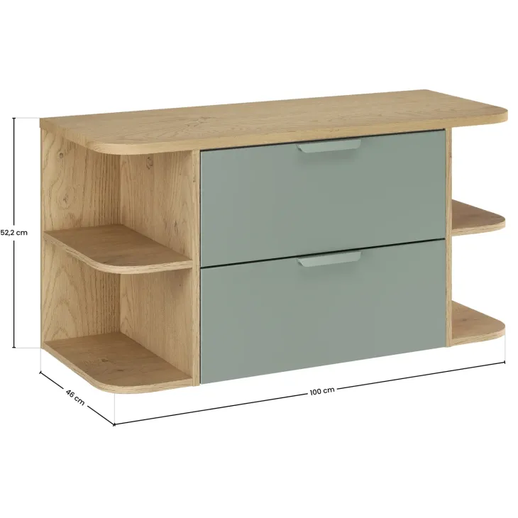 Mobile bagno sospeso 100cm 2 cassetti verde salvia rovere Speranza