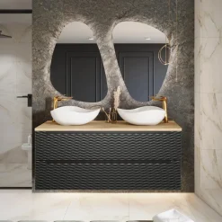 Mobile bagno sospeso 120cm 2 cassetti nero rovere Swim