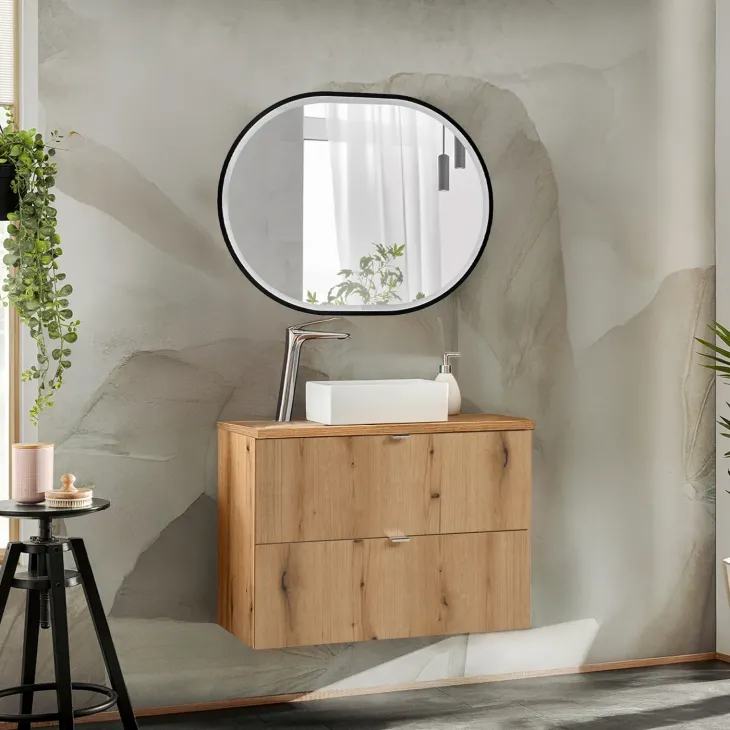 Mobile bagno sospeso 80cm 2 cassetti rovere Rovery