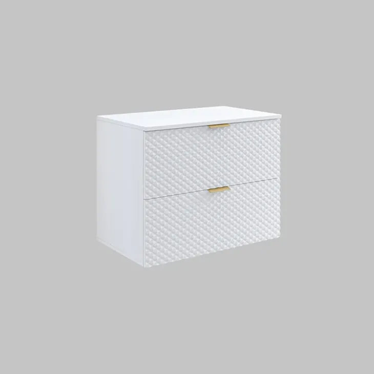 Mobile bagno sospeso 81cm 2 cassetti bianco frontali decorati Konny