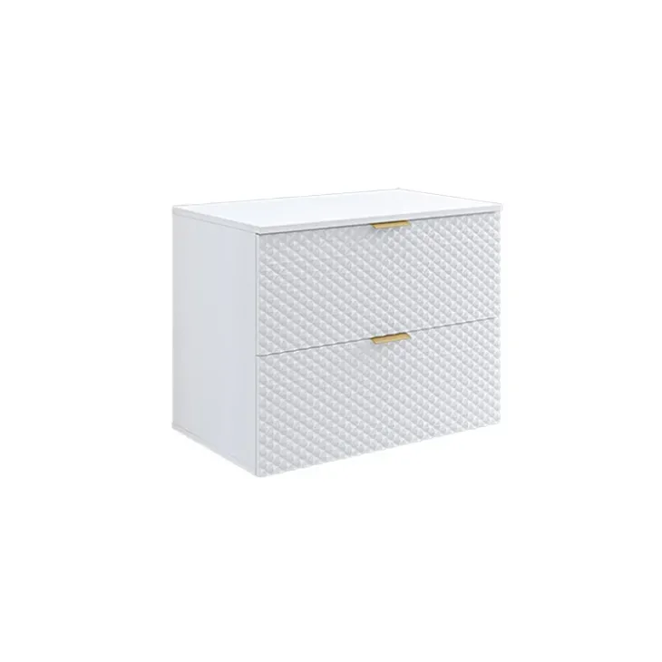 Mobile bagno sospeso 81cm 2 cassetti bianco frontali decorati Konny