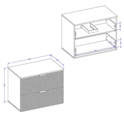 Mobile bagno sospeso 81cm 2 cassetti bianco frontali decorati Konny