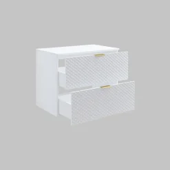 Mobile bagno sospeso 81cm 2 cassetti bianco frontali decorati Konny