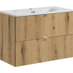 Mobile bagno sospeso 80cm 2 cassetti con lavabo rovere Rovery