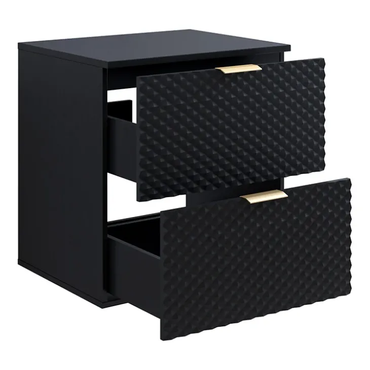Mobile bagno sospeso 61cm 2 cassetti nero frontali decorati Konny