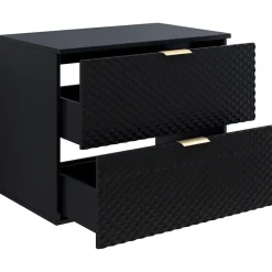 Mobile bagno sospeso 81cm 2 cassetti nero frontali decorati Konny