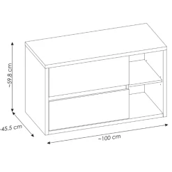 Mobile bagno sospeso 100cm 2 cassetti rovere antracite Veny