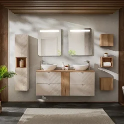 Mobile bagno sospeso 140cm 4 cassetti beige cashmere Neutry