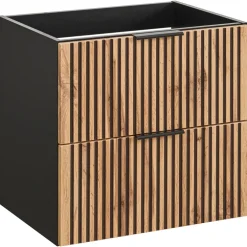 Mobile bagno sospeso 80 cm 2 cassetti 2 vani quercia antracite Limpid