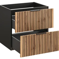 Mobile bagno sospeso 80 cm 2 cassetti 2 vani quercia antracite Limpid