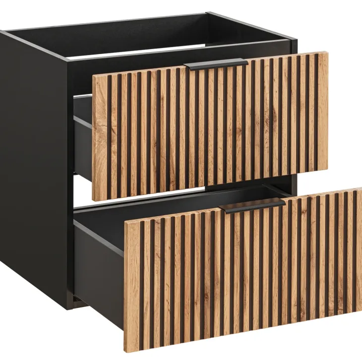 Mobile bagno sospeso 80 cm 2 cassetti 2 vani quercia antracite Limpid