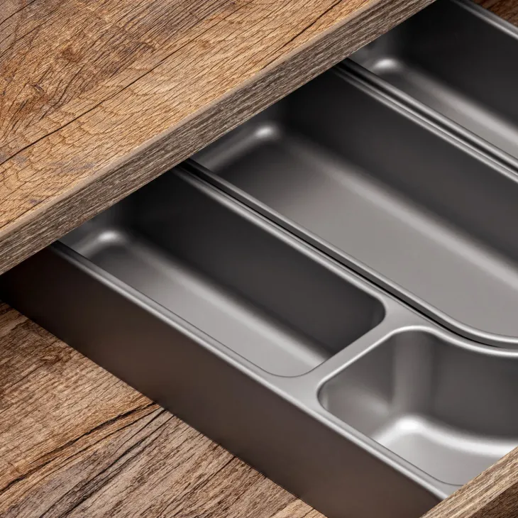 Mobile bagno sospeso 140cm 2 cassettoni e 2 cassetti attrezzati e 2 vani grigio quercia Serif