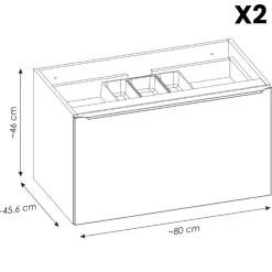 Mobile bagno sospeso 160cm 2 cassettoni e 2 cassetti attrezzati grigio quercia Serif