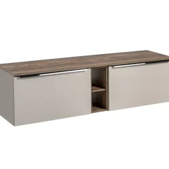 Mobile bagno sospeso 180cm 2 cassettoni e 2 cassetti attrezzati e 2 vani grigio quercia Serif