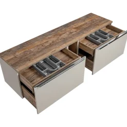Mobile bagno sospeso 180cm 2 cassettoni e 2 cassetti attrezzati e 2 vani grigio quercia Serif