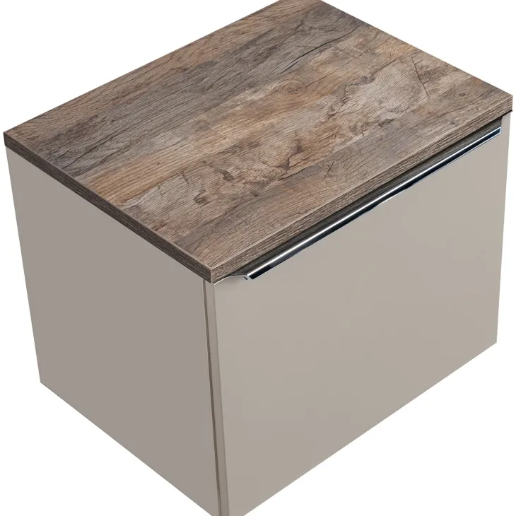 Mobile bagno sospeso 60cm 1 cassettone e 1 cassetto attrezzato grigio quercia Serif