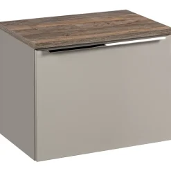 Mobile bagno sospeso 60cm 1 cassettone e 1 cassetto attrezzato grigio quercia Serif
