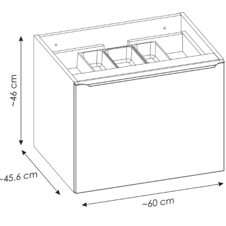 Mobile bagno sospeso 60cm 1 cassettone e 1 cassetto attrezzato grigio quercia Serif