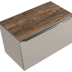 Mobile bagno sospeso 80cm 1 cassettone e 1 cassetto attrezzato grigio quercia Serif