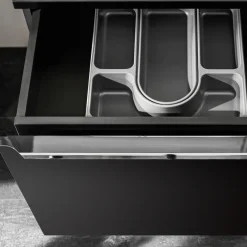 Mobile bagno sospeso 140cm 2 cassettoni e 2 cassetti attrezzati e 2 vani nero Serif