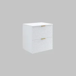 Mobile bagno sospeso 61cm 2 cassetti bianco frontali decorati Konny