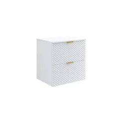 Mobile bagno sospeso 61cm 2 cassetti bianco frontali decorati Konny