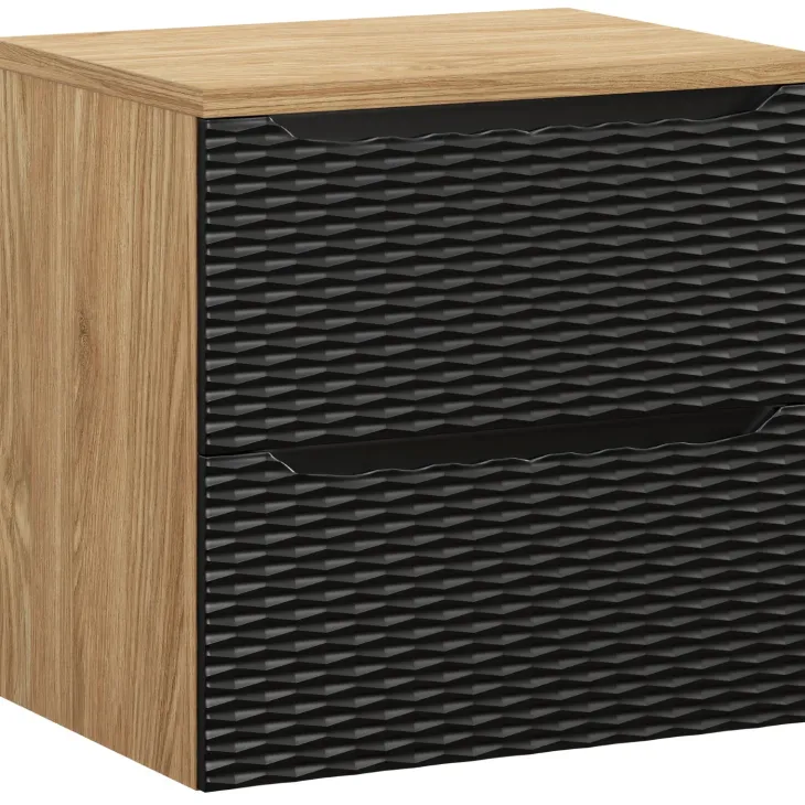Mobile bagno sospeso 60cm 2 cassetti nero rovere Swim