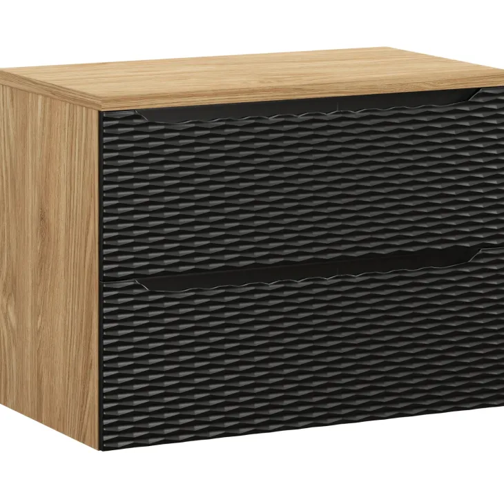 Mobile bagno sospeso 80cm 2 cassetti nero rovere Swim