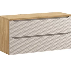 Mobile bagno sospeso 120cm 2 cassetti beige rovere Swim