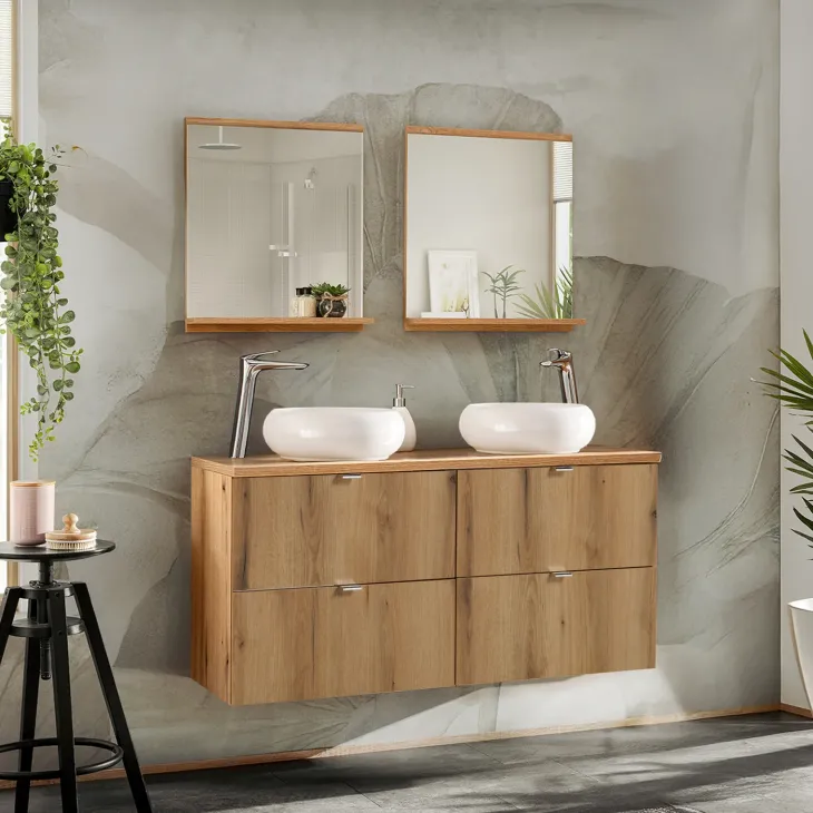 Mobile bagno sospeso 120cm 4 cassetti rovere Rovery