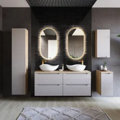 Mobile bagno sospeso 120cm 4 cassetti beige rovere Swim