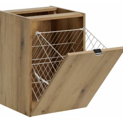Mobile bagno sospeso 140cm 4 cassetti e portabiancheria rovere nero Rovery