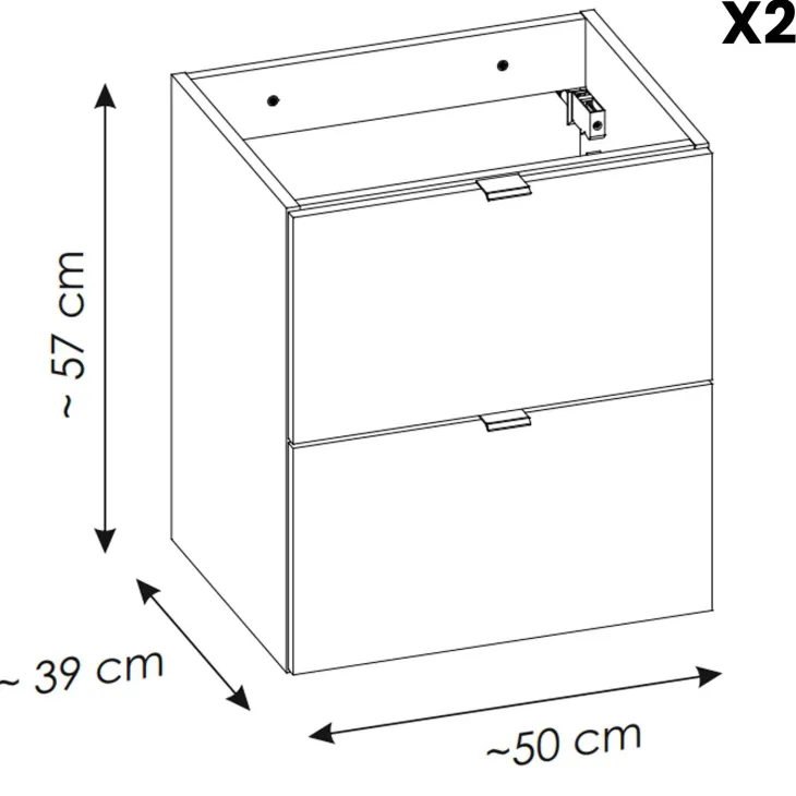 Mobile bagno sospeso 140cm 4 cassetti e portabiancheria rovere nero Rovery