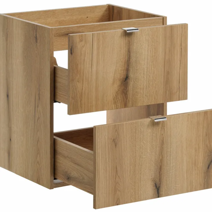 Mobile bagno sospeso 140cm 4 cassetti e portabiancheria rovere nero Rovery