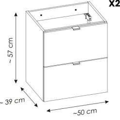 Mobile bagno sospeso 140cm 4 cassetti e portabiancheria rovere Rovery