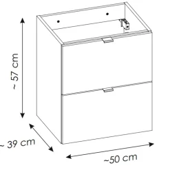 Mobile bagno sospeso 50cm 2 cassetti rovere nero Rovery