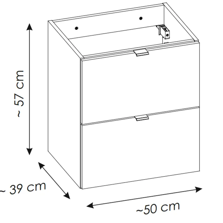 Mobile bagno sospeso 50cm 2 cassetti rovere nero Rovery