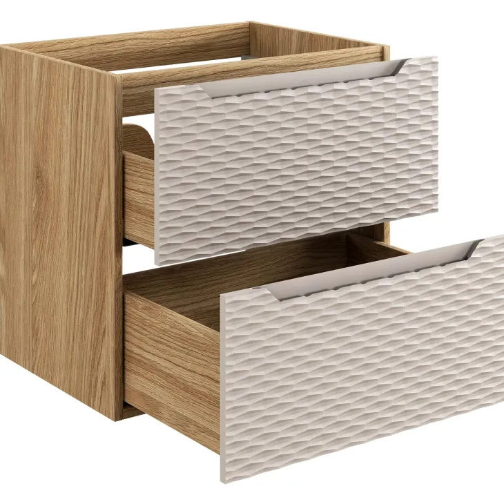 Mobile bagno sospeso 70cm 2 cassetti beige rovere Swim
