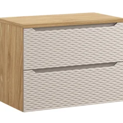 Mobile bagno sospeso 80cm 2 cassetti beige rovere Swim