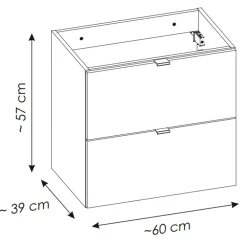 Mobile bagno sospeso 90cm 2 cassetti 1 anta rovere nero Rovery