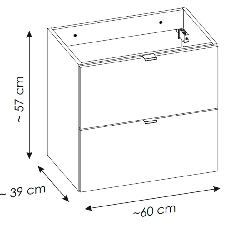 Mobile bagno sospeso 90cm 2 cassetti 1 anta rovere nero Rovery