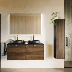 Mobile bagno sospeso 120cm 4 cassetti noce Walnuts
