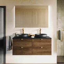 Mobile bagno sospeso 120cm 4 cassetti noce Walnuts
