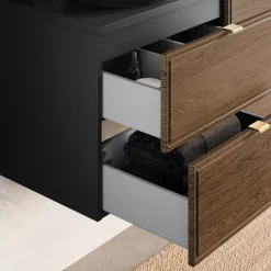 Mobile bagno sospeso 80cm 2 cassetti noce Walnuts