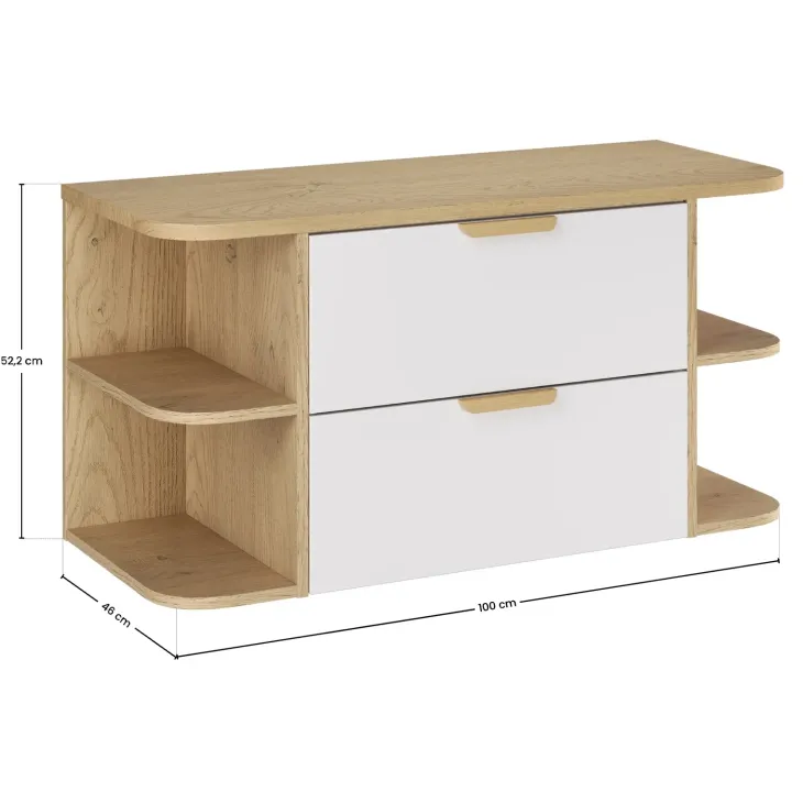 Mobile bagno sospeso 100cm 2 cassetti bianco rovere Speranza