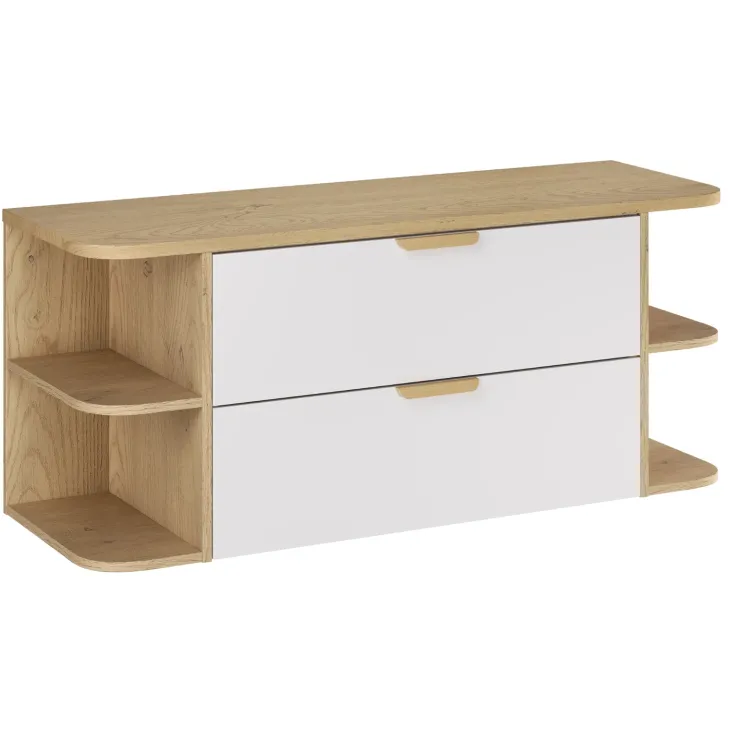 Mobile bagno sospeso 120cm 2 cassetti bianco rovere Speranza