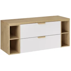Mobile bagno sospeso 120cm 2 cassetti e vani bianco rovere Speranza